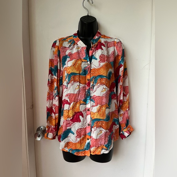 Maeve Tops - Maeve by Anthropologie Pastoral Watercolor Blouse sz M